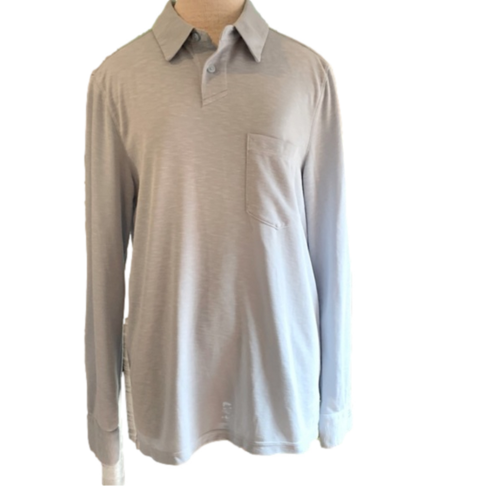 Coolibar Baja light blue long sleeve pocket polo size M